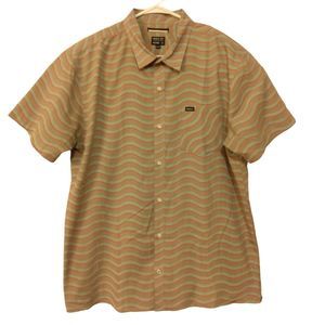 RVCA shirt mens XL Xlarge multicolor relaxed fit button short sleeve wave stripe